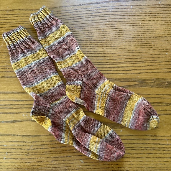Handknit Handmade Socks Striped Wool Hiking - Picture 6 of 6